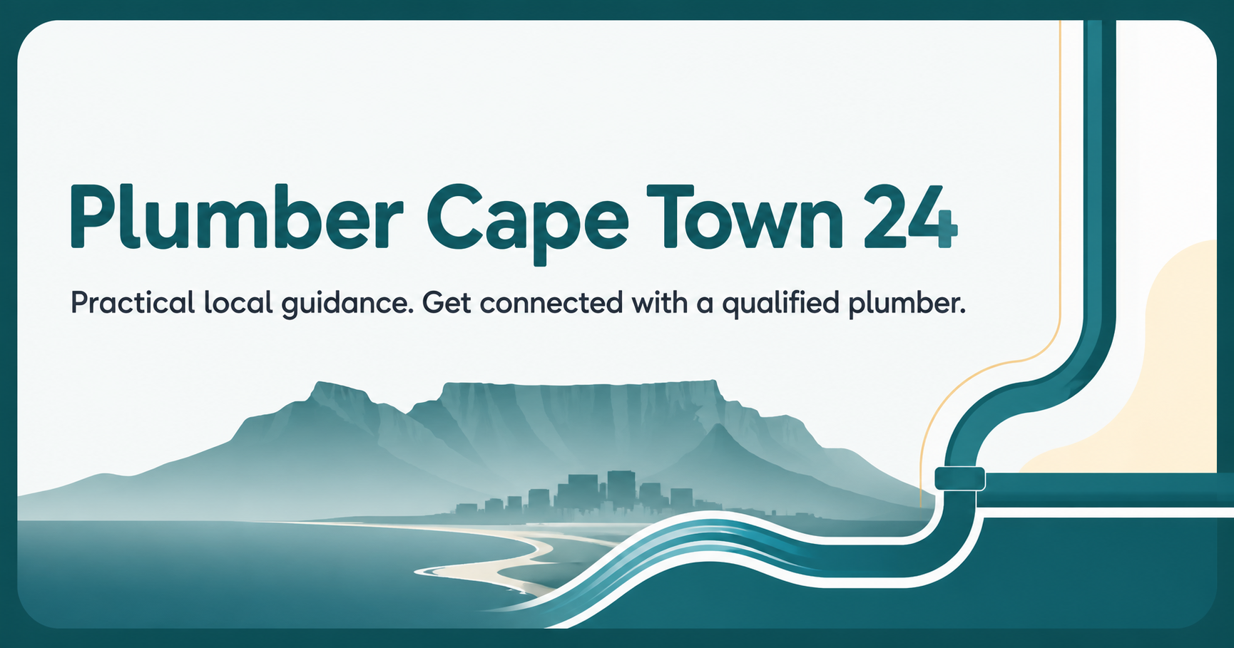 Plumber Cape Town 24 local guidance with Table Mountain and a plumbing pipe motif